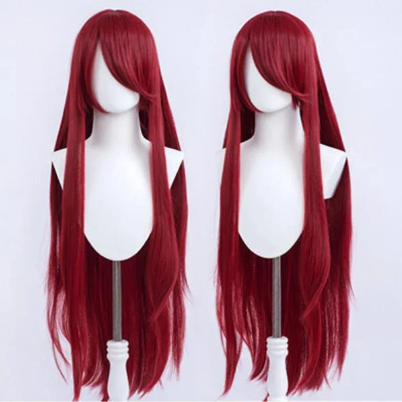 100 cm lange weinrote Uzumaki Kushina-Perücke, hitzebeständig, voller Pony, Kunsthaar-Perücke
