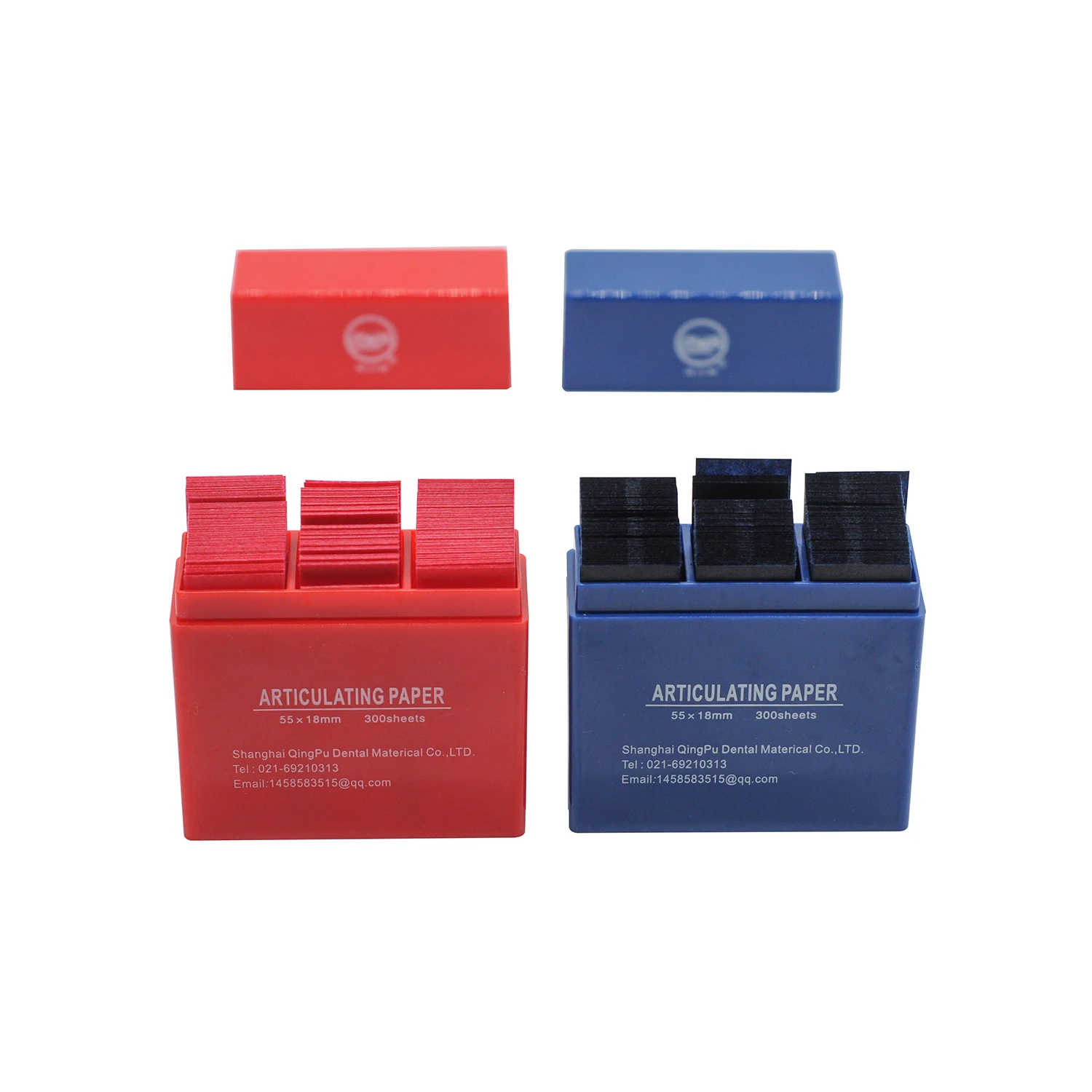 300 Vellen Dental Lab Scharnierende Papier Dual Kleur Rood Blauw 55x18mm Bite Mark Strips Tanden Occlusie controle Tandarts Gereedschap
