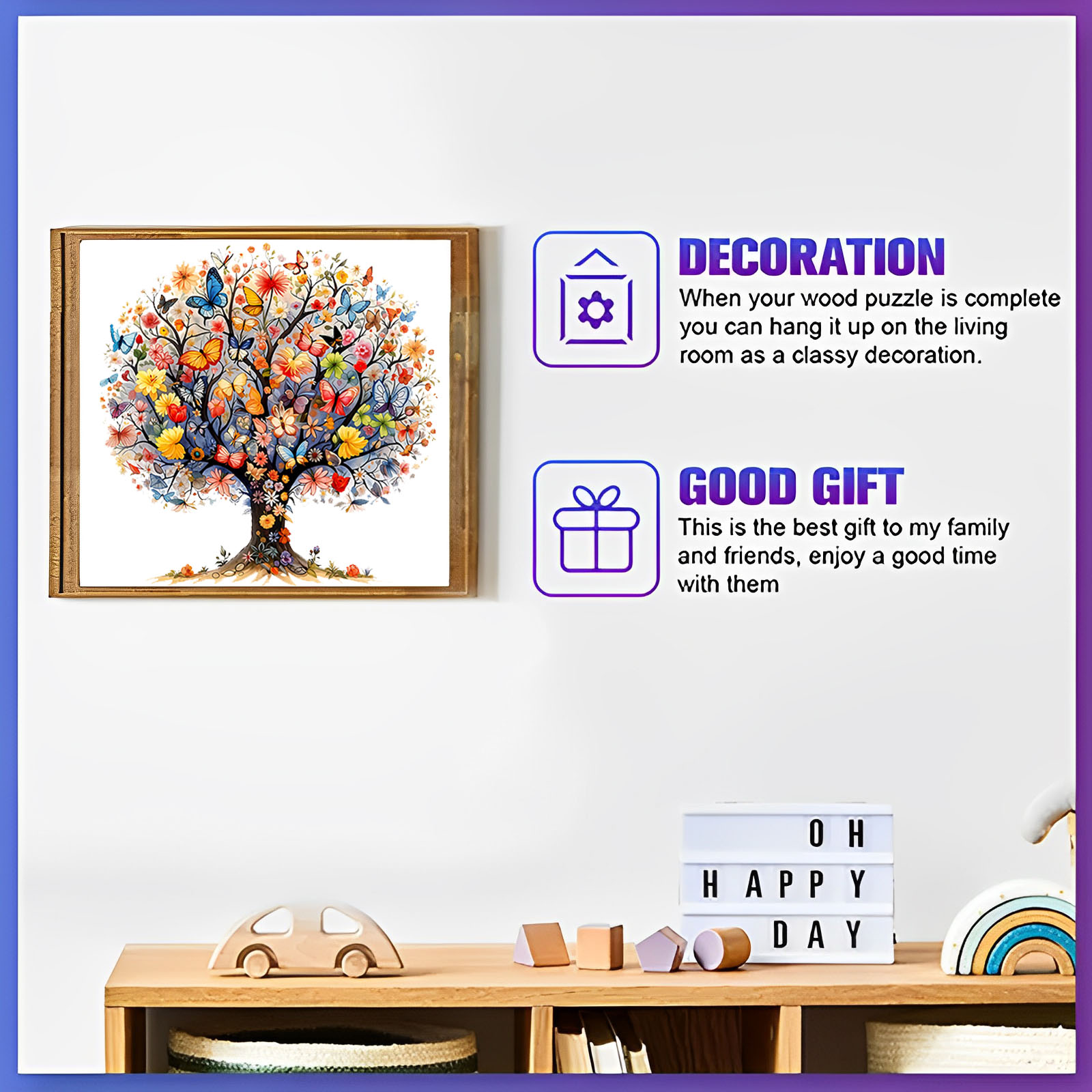 Einzigartige Holzpuzzles „Baum des Lebens“ – unregelmäßiges Puzzle in Tierform, lustiges Freizeitspielzeug, perfektes Geschenk für Weihnachten, Geburtstage