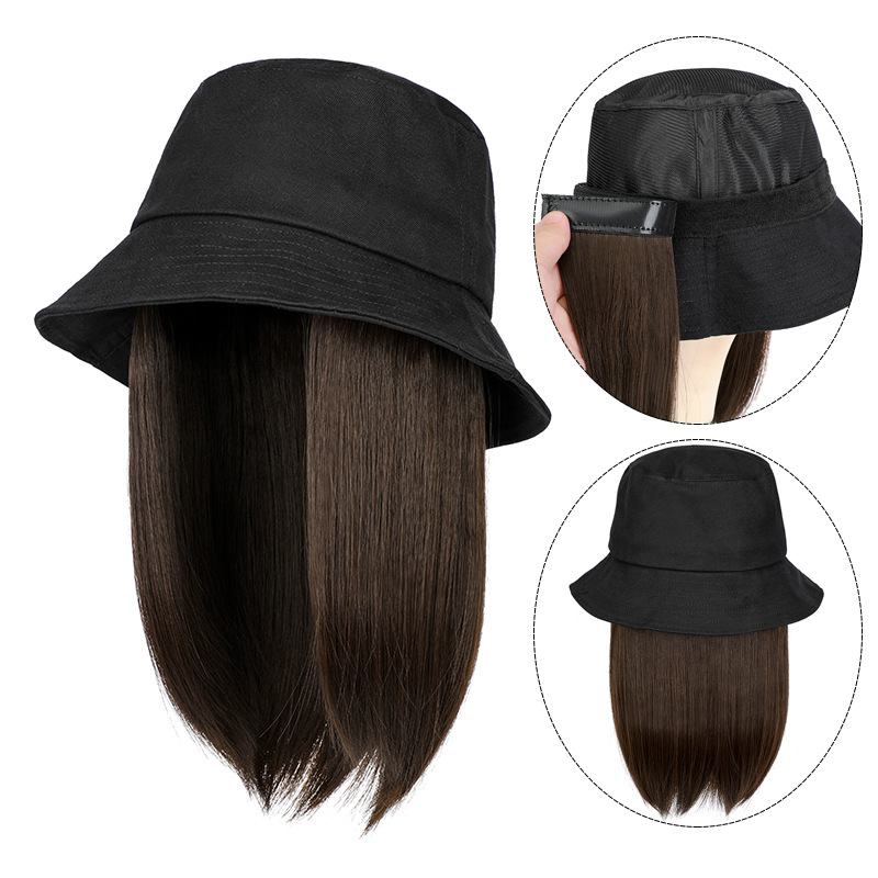 Eimerhut-Synthetikperücke, mittellange Kunstfaser-Perücke, modische, vielseitige dekorative Perücke