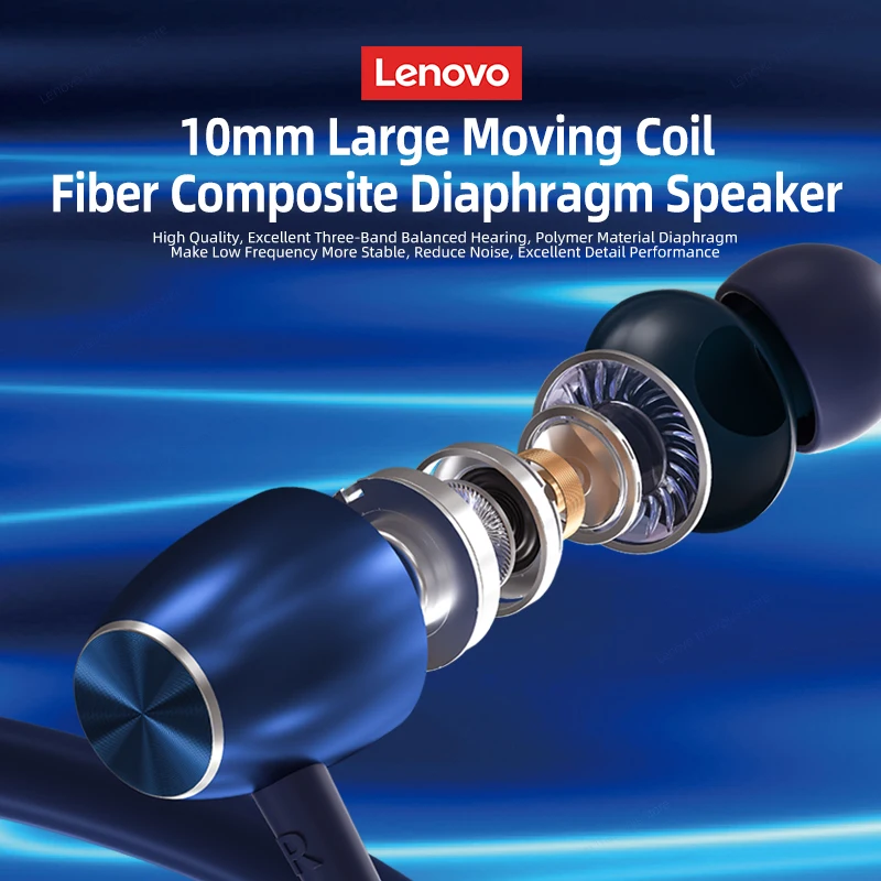 เดิม Lenovo HE05X หูฟังบลูทูธหูฟังปลั๊กอุดหูกันน้ําเสียงไฮไฟชุดหูฟังแบบคล้องคอแม่เหล็กหูฟังกีฬา