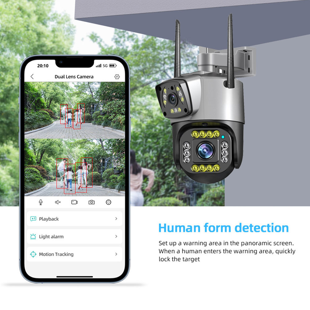 Caméra de permission Extérieure Sans Fil V380, Dispositif de Sécurité Domestique Intelligent, avec Vision Nocturne PTZ, 4G, 8MP, 4K