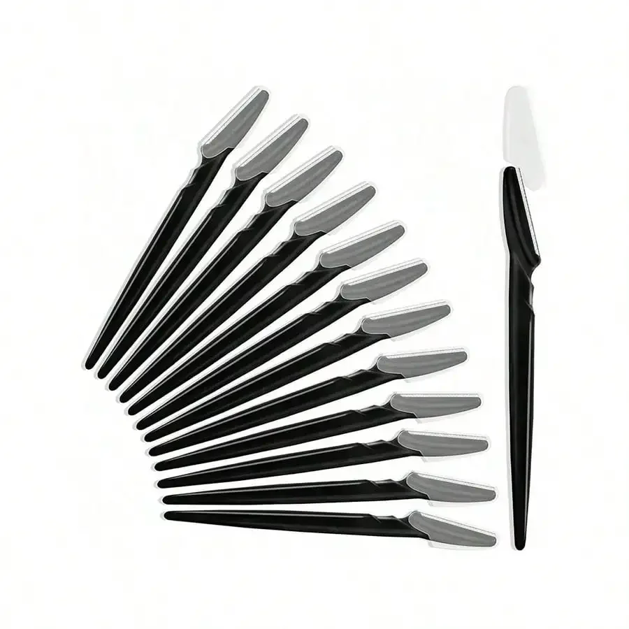 6/12pcs Rasoio per sopracciglia Shaper Rasoi Trimmer per donne e uomini Viso Depilatori Multiuso Esfoliante Viso Rasoio Nero