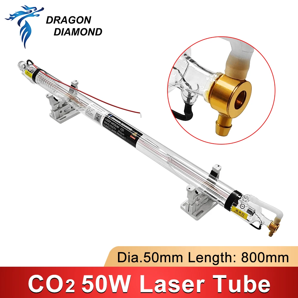 45W Co2 Laser Ống Kim Loại Đầu Dia.50mm Dài 800Mm Cho CO2 Khắc Laser Cắt