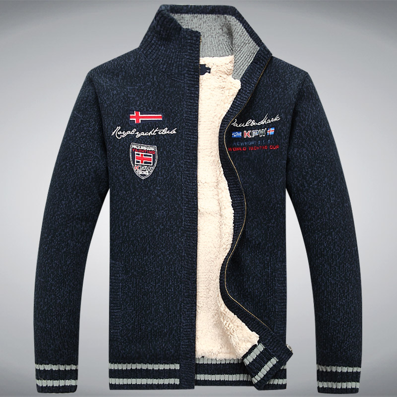 Fleece Warm Mann Pullover Wolle Liner Winter Strickjacke Verdicken Mantel Casual Baumwolle Schwarz Weiß Rot Herren Winter Jacke