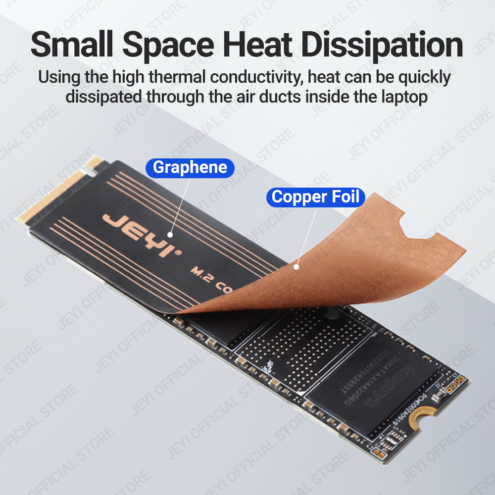 Radiator JEYI Graphene 2280 2242 2230 M.2 SSD, dwuwarstwowy radiator grafenowy i chłodnica z folii miedzianej do laptopa