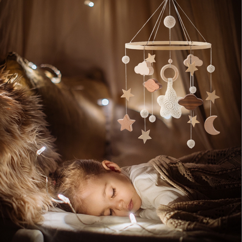 Campana para cama móvil de madera para bebé, sonajero colgante, caja de música para recién nacido, campana para cama, soporte para juguetes, cuna infantil, regalo para bebé
