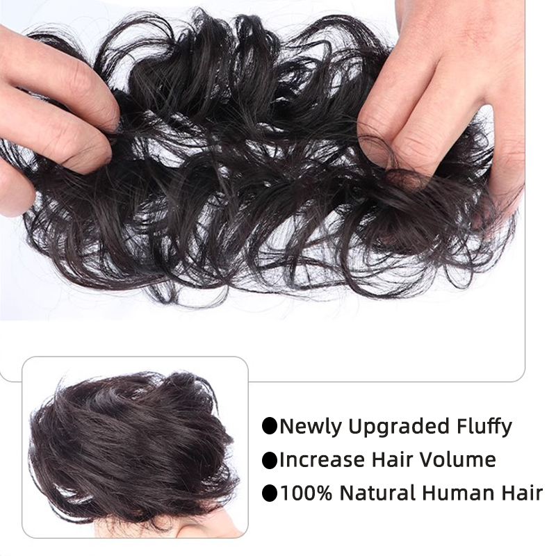 LUPU 100% Echt Haar Broodje Extensions Echt haar Rommelig Broodje Haarstukken Golvend Krullend Echt haar Chignon Tousles Opgestoken Voor Vrouwen Meisjes