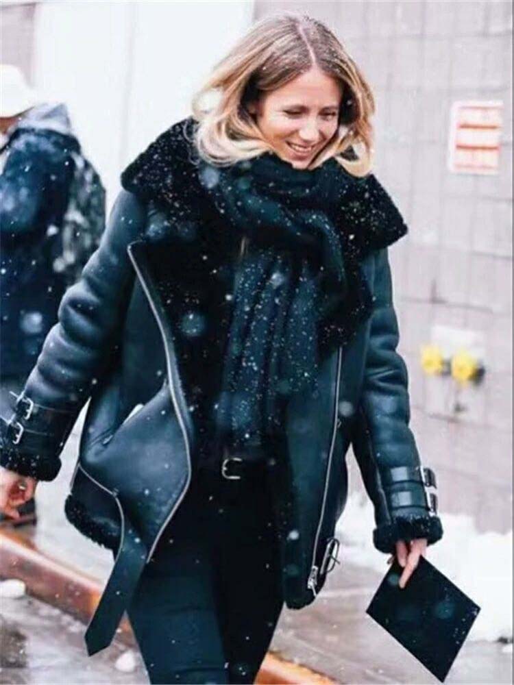 2023 女性の冬のジャケット本物のシープスキンラムスキンレザーオーバーコートウールカシミヤライナー女性のハイストリート布 XXXL 2XL 3XL