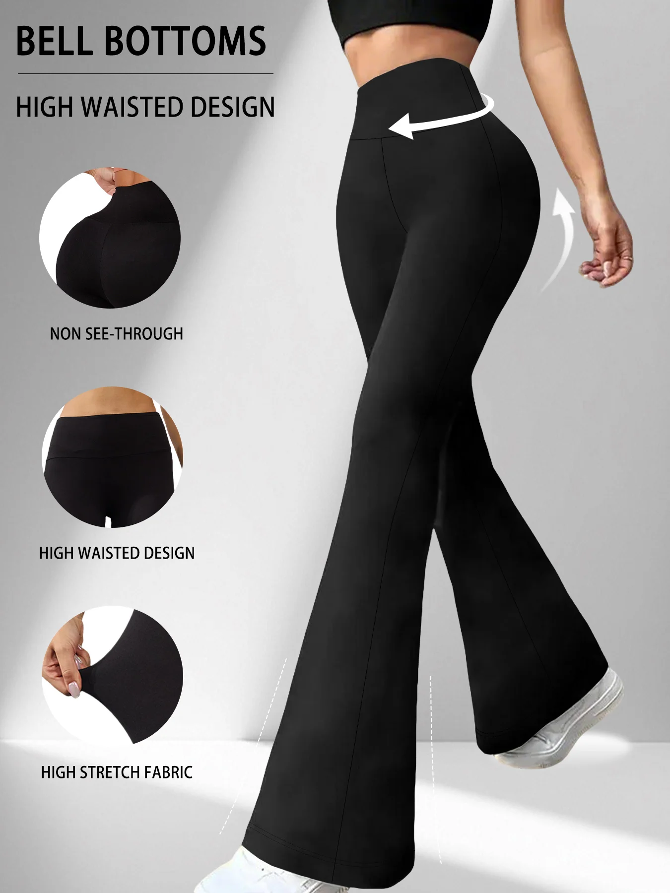 Women's Super Soft Flare Pants High Waisted Tummy Control Workout Yoga Leggings Bell Bottoms