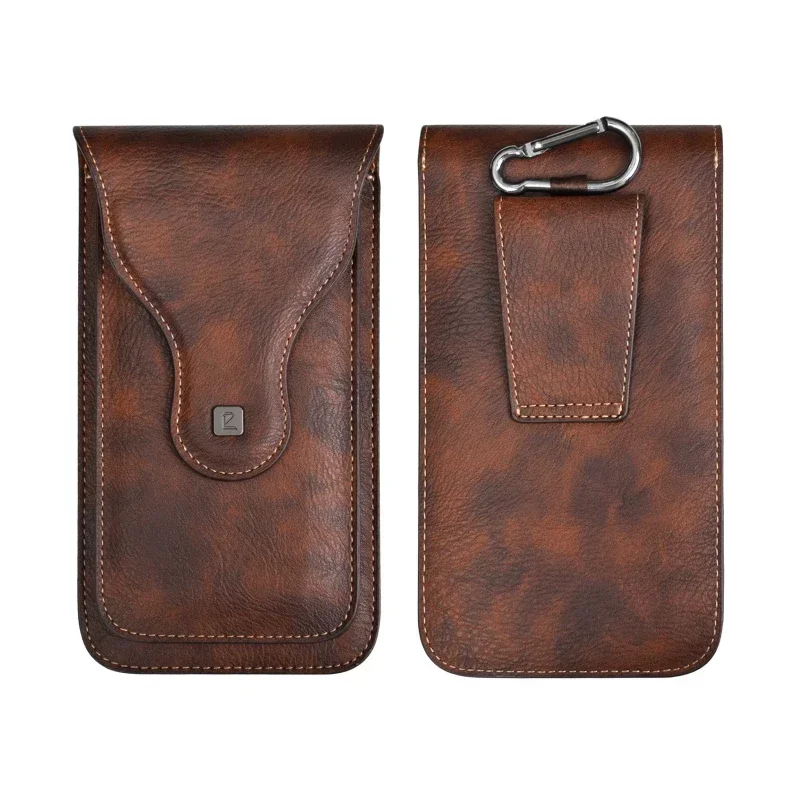 Capa vintage para celular, bolsa de cintura masculina de couro pu com clipe de gancho, coldre para viagem, caminhadas, cinto celular