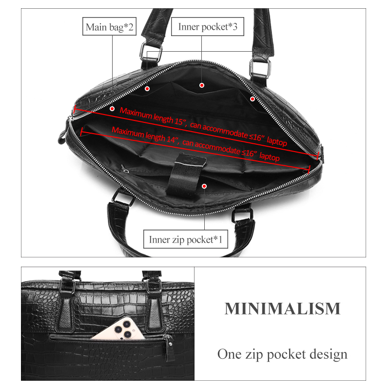 SCHLATUM Echt Leer Krokodil Graan Aktetassen Hard Voor Mannen 15.6 Inch Laptop Aktetas Tassen Computer Tas Luxe Handtassen