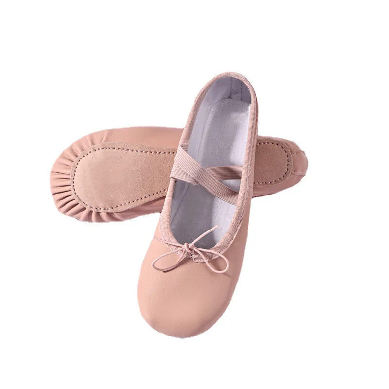 Zapatos de punta de cuero, zapatillas de baile de suela completa, entrenamiento de Ballet para niños, entrenamiento de danza de Ballet