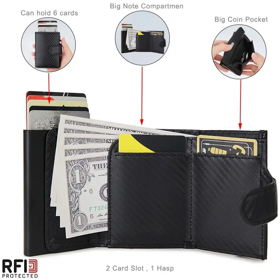 Rfid 극세사 가죽 남성용 지갑, 스마트 슬림 얇은 동전 주머니 지갑, 카드홀더 3 중 지갑, 머니 백, 패션