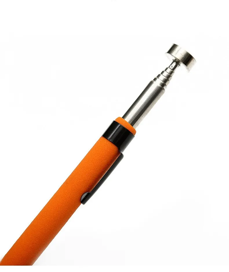 1pc 8lb Orange Red Handle Magnetic Pickup Stainless Steel Antenna Retractable Suction Iron Rod Strong Magnetic Suction Rod Tools