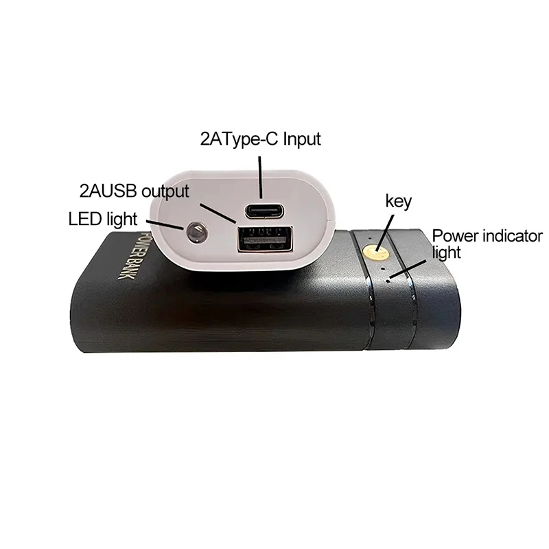 6000mAh 2*18650 Battery USB Type-C Power Bank Battery Charger Case DIY Box For Phone Electronic Charging Not Including Batteries