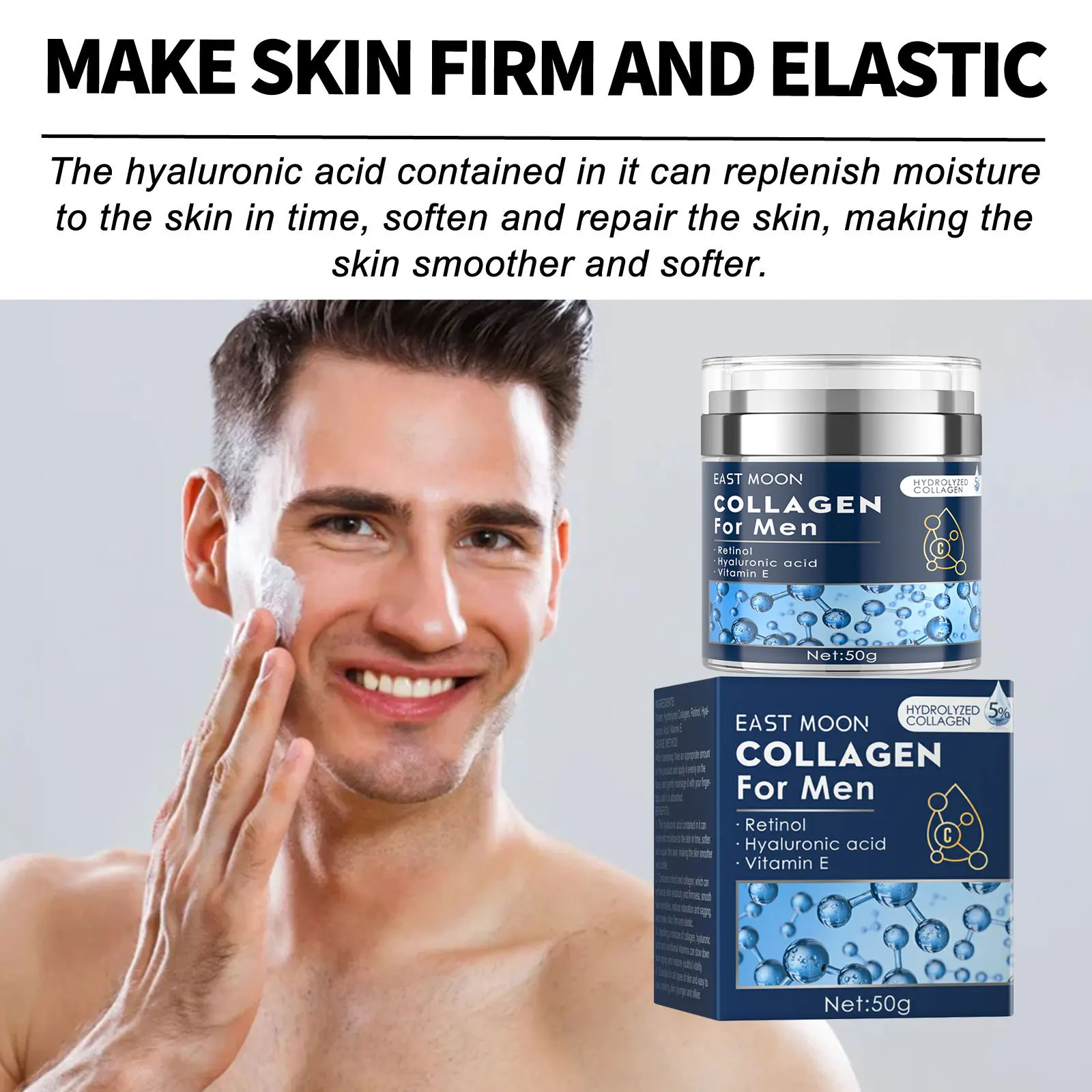 Creme facial de retinol para homens, firmador, levantamento do pescoço, linhas finas, anti-inchaço, hidratante, nutritivo, produto para a pele facial