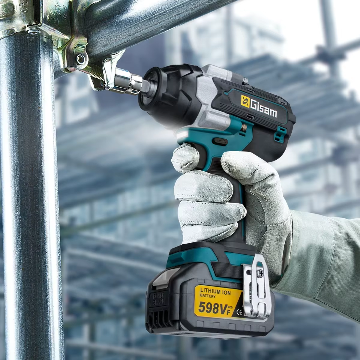 Gisam 1800N.M トルクブラシレス電動インパクトレンチ 1/2 インチドライバーコードレスレンチ電動工具マキタ 18V バッテリーピン