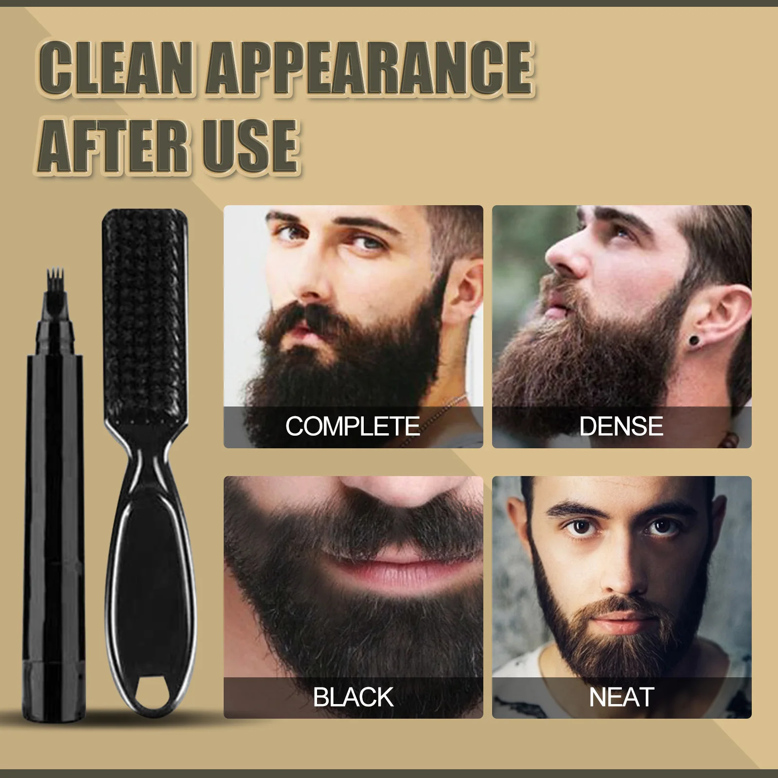 Beard FILLER ปากกาชุดปากกากันน้ํา Beard Shaping Lasting Repair หนวดสีสีดําสีน้ําตาลซ่อมผม Beard Enhancer ปากกา