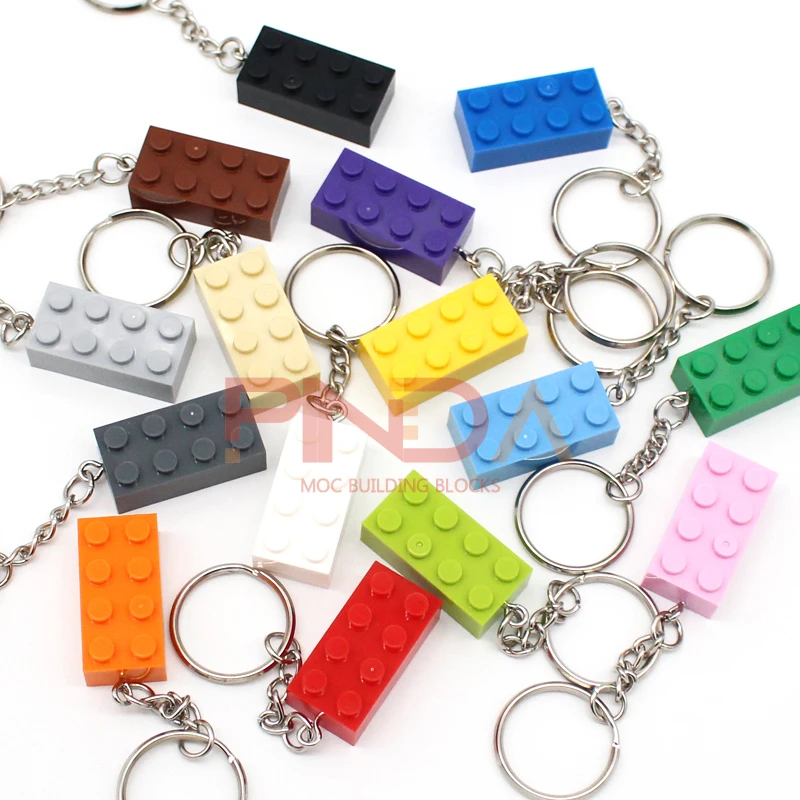 10 ชิ้น MOC 2x4 Key Chain Building Blocks ของขวัญสร้างสรรค์ MOC อิฐพวงกุญแจอิฐแผ่นใช้งานร่วมกับ