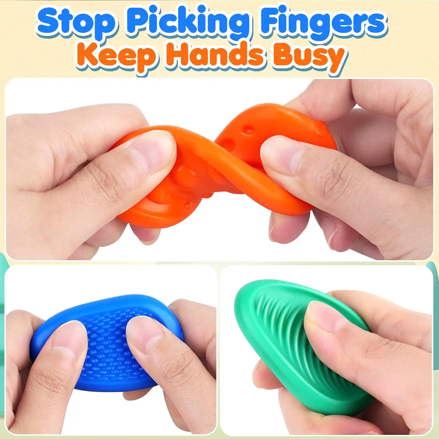 Fidget ของเล่นผู้ใหญ่ Sensory หินซิลิโคน 6 Pack Textured สําหรับออทิสติกเด็ก Calming Down Fidget ความเครียดบรรเทาของเล่น