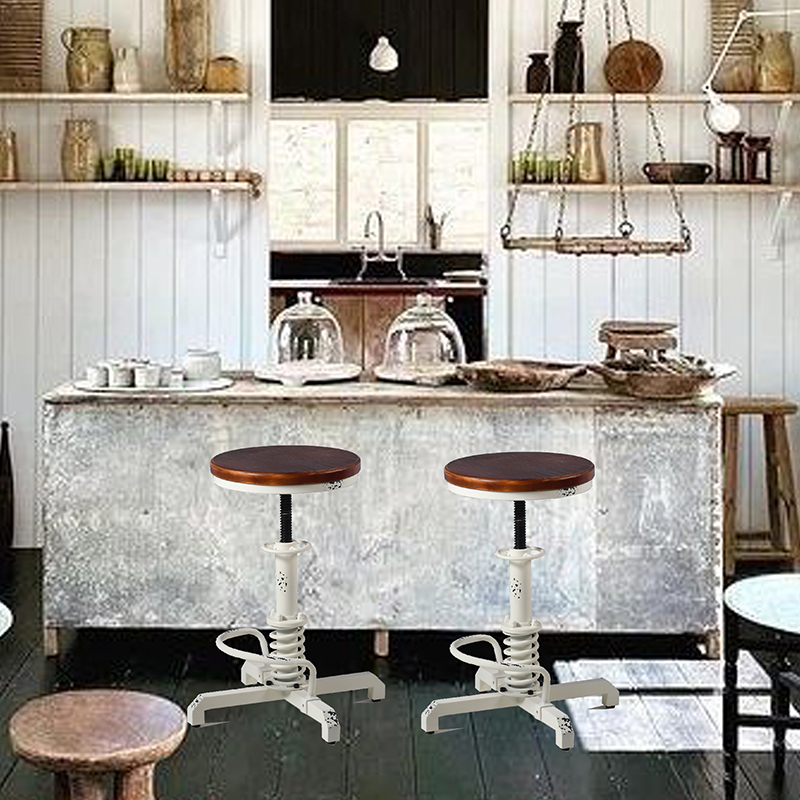‌ อุตสาหกรรม Retro เก้าอี้บาร์ปรับฐานสปริงโลหะหมุนสตูล Heavy Duty สตูลผับสําหรับ Cafe Boutique Hotel Commercial