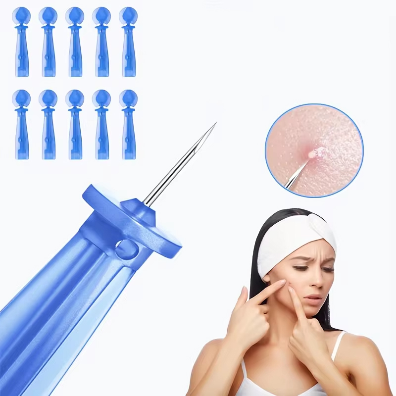 50 pezzi monouso per la rimozione di punti neri aghi per l'acne strumento per la rimozione di punti neri e pulizia del viso aghi in acciaio inossidabile