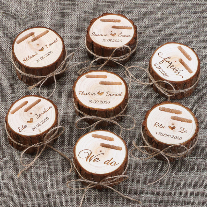 Wooden Double Slot Ring Box for Wedding Ceremony Engagement Anniversary Gift Engraved Ring Bearer Holder Box Free Personalised