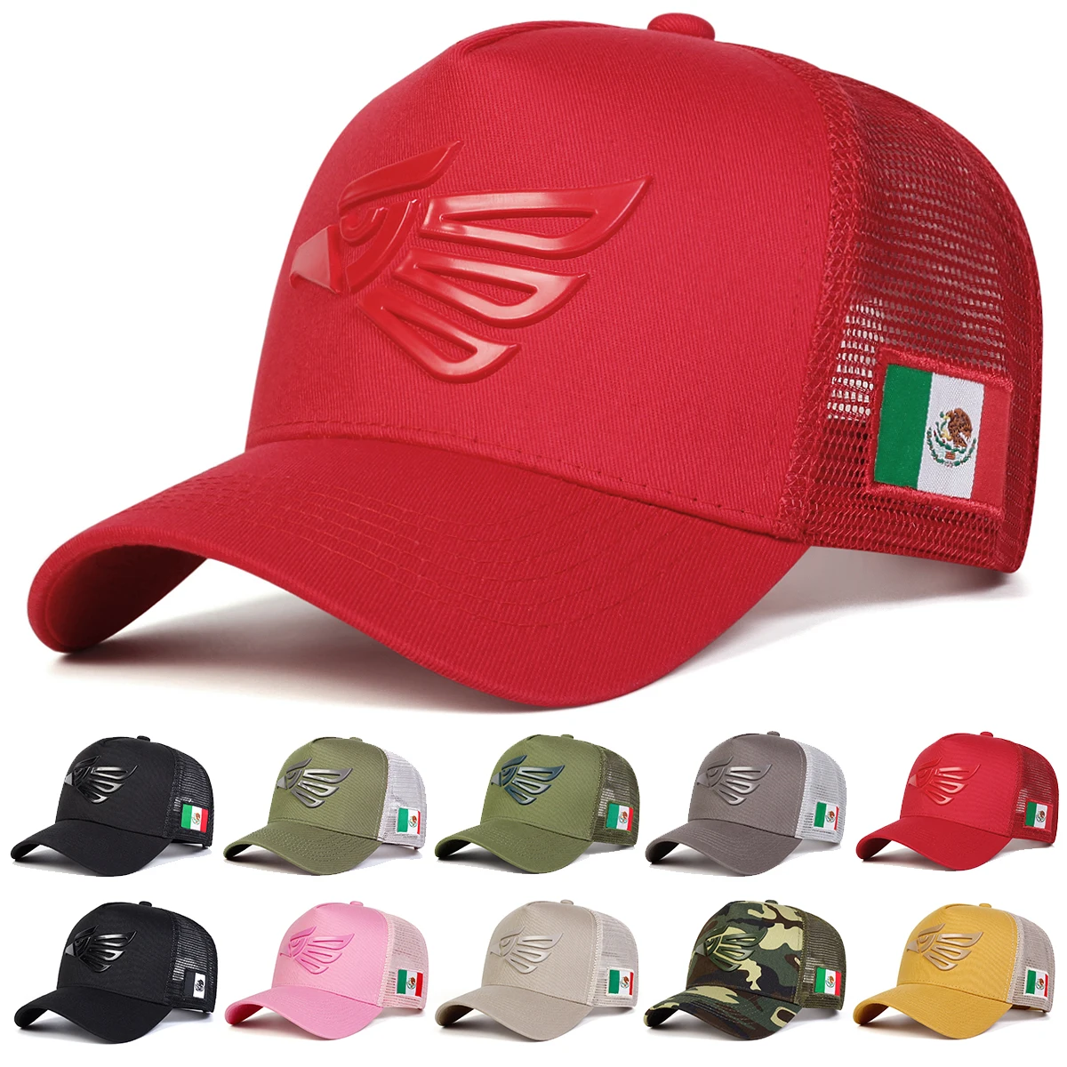 Unisex Mexican Eagle Label Baseball Net Caps Outdoor Adjustable Spring and Summer Casual Sunscreen Hat