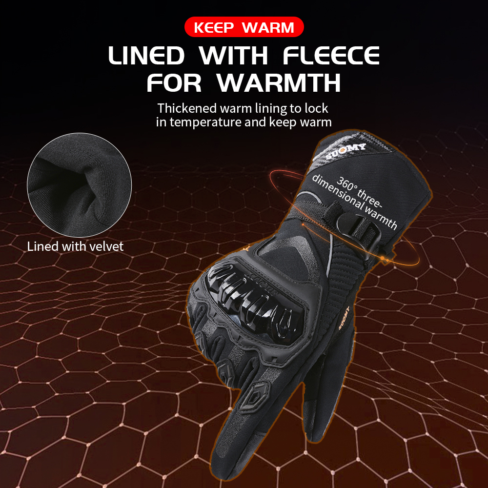 겨울 따뜻한 오토바이 장갑 방풍 방수 Guantes 모토 오토바이 타기 장갑 터치 스크린 모토 크로스 장갑 블랙