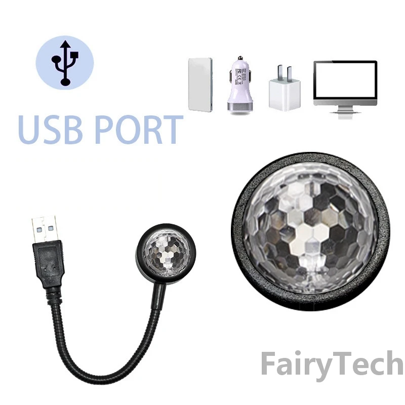 Oświetlenie DJ Sound Party Auto USB Mini Disco Ball Lights RGB Multi Color Car Atmosphere Room Decorations Lamp Magic Strobe Light