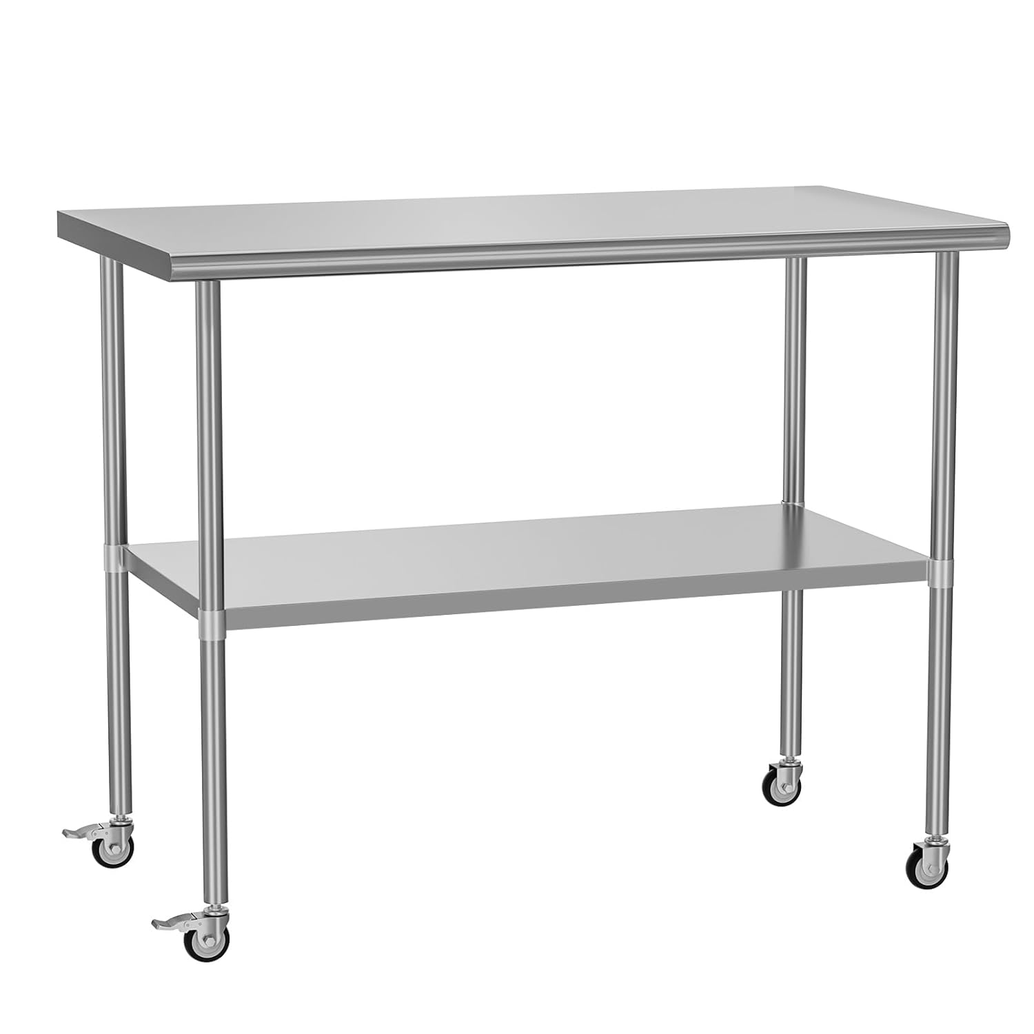 Prep & Work Table with Adjustable Shelf, with Wheels, Kitchen Island, Commercial Workstations, Utility Table in