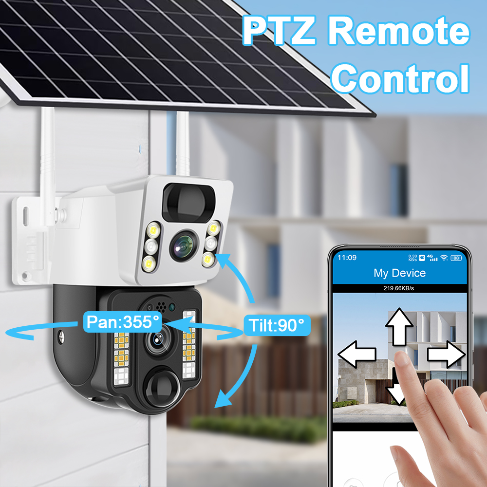 Wifi Camera Outdoor Telecamera Sorveglianza 4G Lte 8MP Night Vsion Smart Home Security Protection Solar Panel CCTV IP Wireless