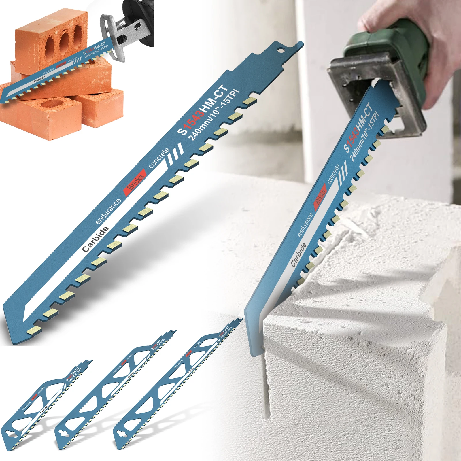 1PC Reciprocating Saw Blade - Hard Alloy Blade for Cutting Brick, Wood, Metal, PVC Tube, Porous Concrete Power Tool Accessories