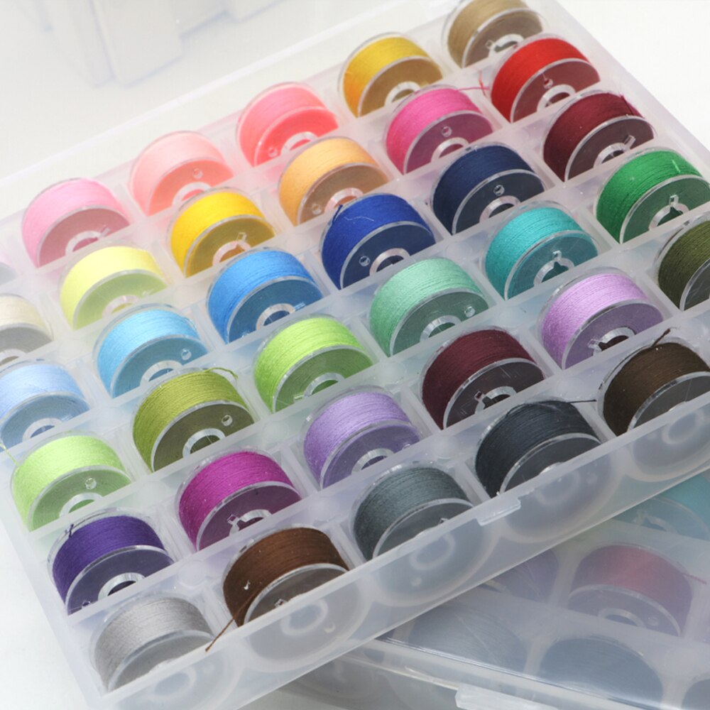 ด้ายเย็บผ้าโพลีเอสเตอร์งานปักด้วยมือสี25/36กล่องสีแบบสุ่ม