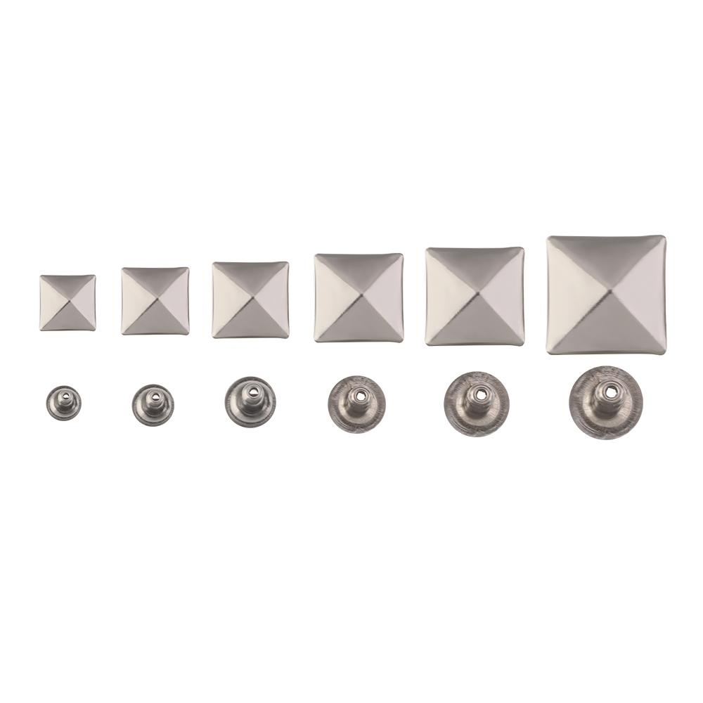 50 conjuntos diy artesanato sapatos saco decoração vestuário aceessories rebites quadrados pano botão metal picos fixar studs