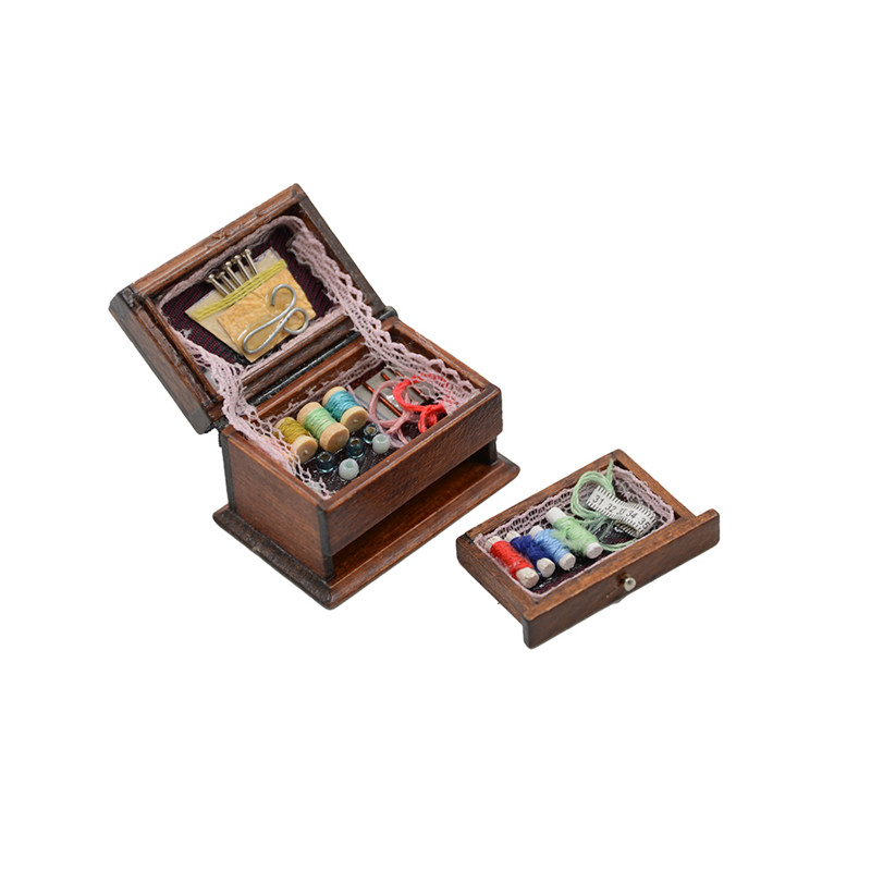 Vintage Sewing Needlework Needle Kit Box 1:12 Dollhouse Miniature Mini Decor