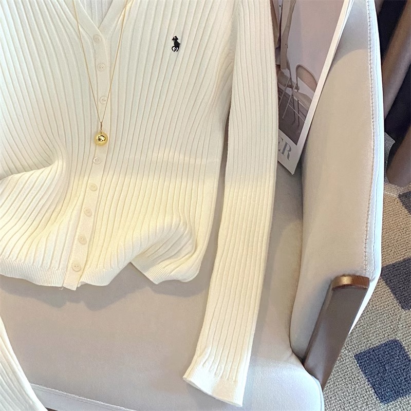 YuooMuoo marca moda malha topos 2024 novo y2k bordado manga longa cardigans suéteres moda coreana streetwear senhora camisas