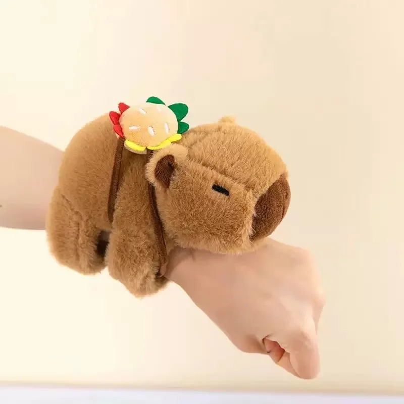 Mooie Capybara Animal Slap Snap Wrap Polsbandje Armband Pluche Knuffeldier Kawaii Capybara Hand Ring Polsbandje Kid Grappig Speelgoed