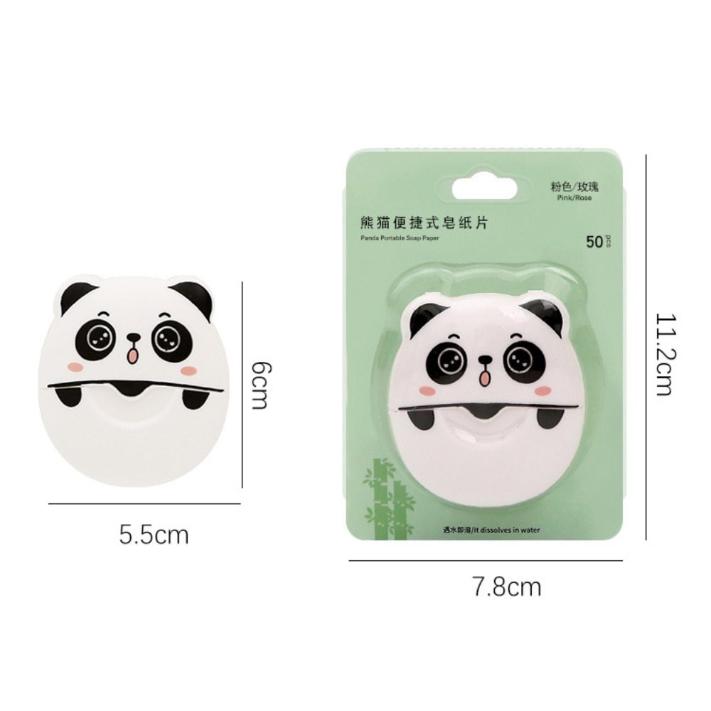 Panda sabão para viagens, 50 partes de uma caixa, caixa portátil, descartáveis mini folhas de sabão, para camping e caminhadas