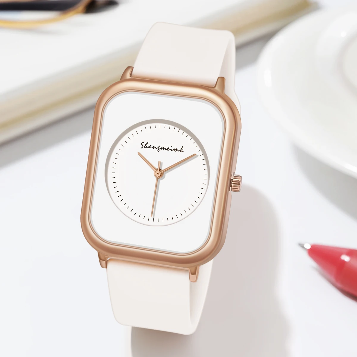 Reloj de cuarzo de silicona para mujer literal con personalidad simple y moda informal
