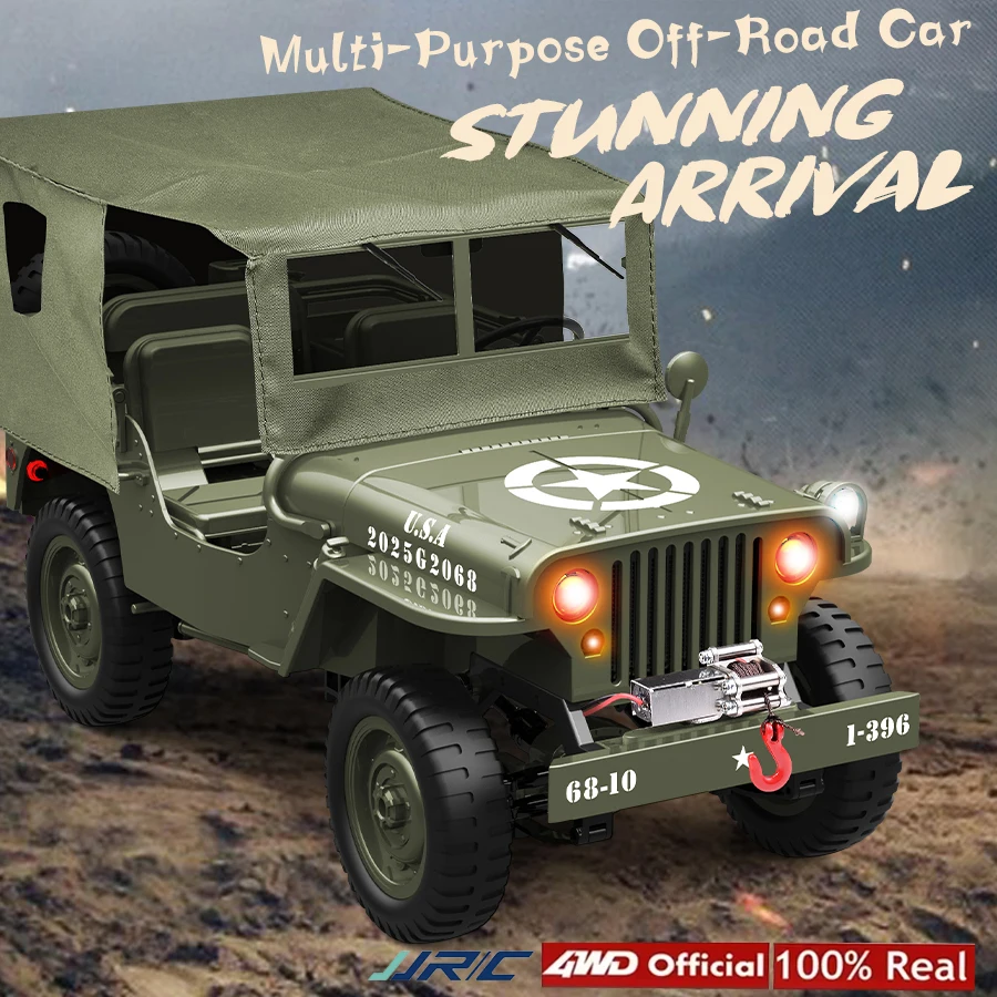 Jjrc c8815 carro rc retrô com luzes led simulação em escala completa willis profissional 4wd captador de controle remoto brinquedos modelo de caminhão rc