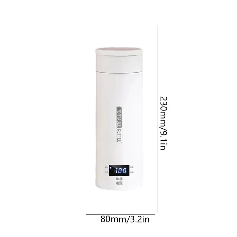 500ML 전기 주전자 휴대용 차 커피 주전자 여행용 물 끓이기 보온컵 방열 물병 영어 메뉴