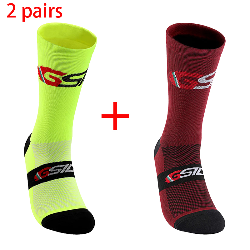 2 pares 2023 nuevos calcetines de ciclismo bicicleta enfermera compresión bicicleta de carretera correr Mtb hasta la rodilla deportes blancos marca divertida negro
