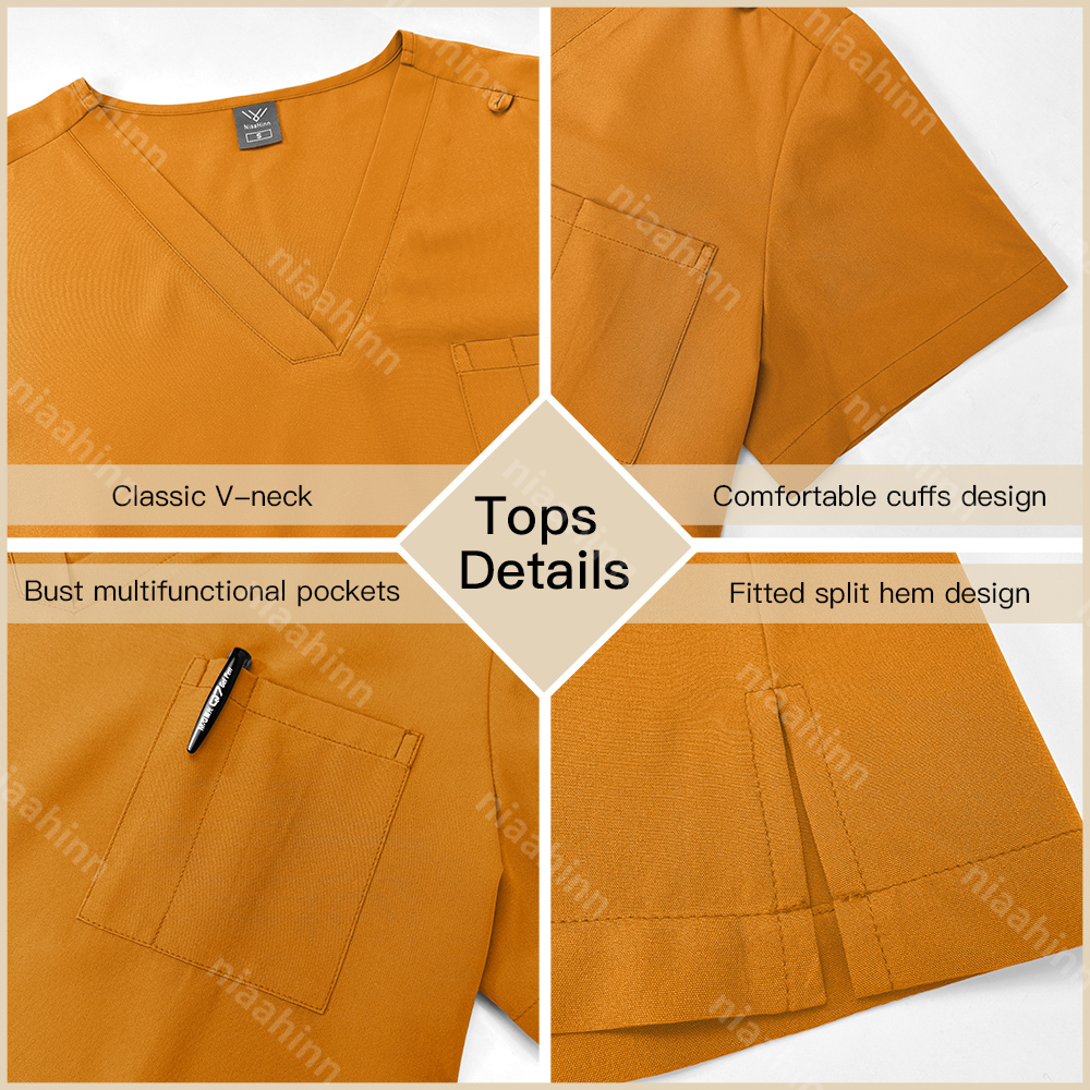 Niaahins-女性のためのサージカルユニフォーム、低木セット、医療看護ワークウェア、歯科医院、医師の低木トップスとパンツ、スパワークユニフォーム、スーツ