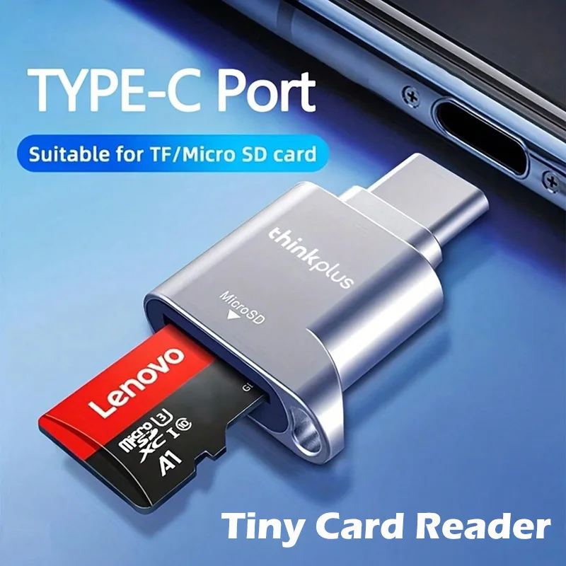 Lenovo Thinkplus USB C Typ-C Micro SD Kartenleser Speicherkarte Mini Metall TranFlash Adapter TF Kartenleser für Typ C Telefon