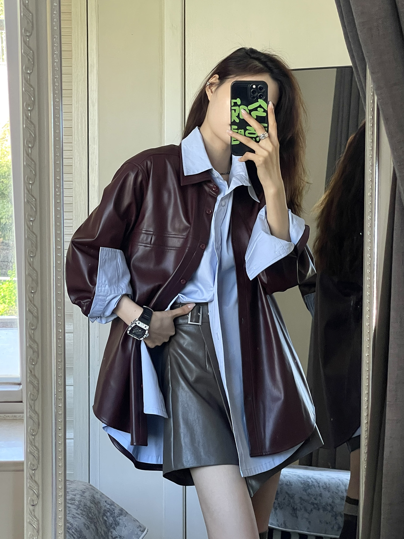 Vintage PU Leather Jacket Women's Casual Loose Motorcycle Sle Spring New Arrival Fashionable Top Quali Material