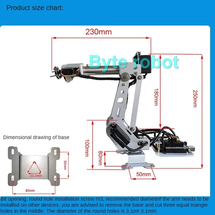 6 Dof Mechanical Arm Stainless Steel Bracket Servo KS3518 Unassembled Robot Arm for Arduino for ESP32 Programmable Robot DIY Kit