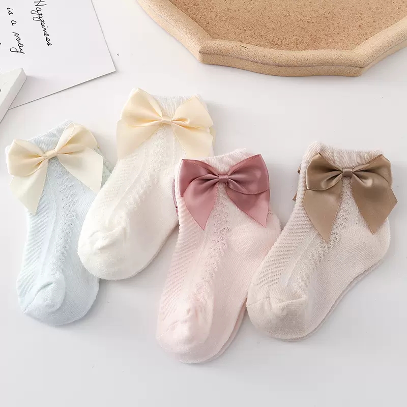 3 par/partia letnie dziecięce skarpetki siatkowe Bowknot miękka bawełna noworodka skarpety księżniczka niemowlę małe dziewczynki śliczne oddychające skarpetki