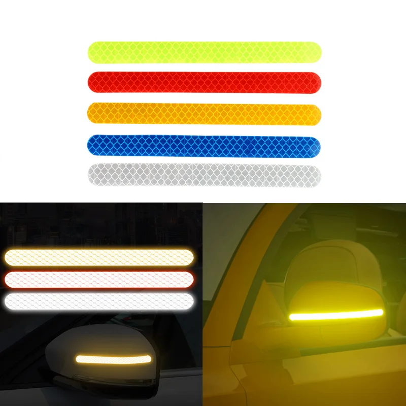 Striscia riflettente per retrovisore auto Adesivi di avvertimento anticollisione Nastro riflettente Adesivo per auto riflettente di avvertimento di sicurezza per moto